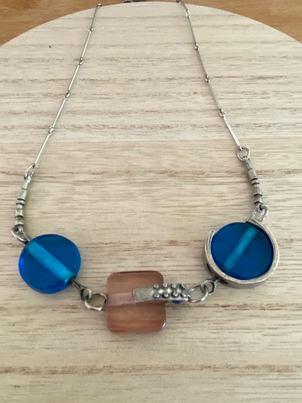 Anne-Marie Chagnon Artisan Glass & Pewter Statement Necklace - Blue/Mauve - Picture 11 of 16